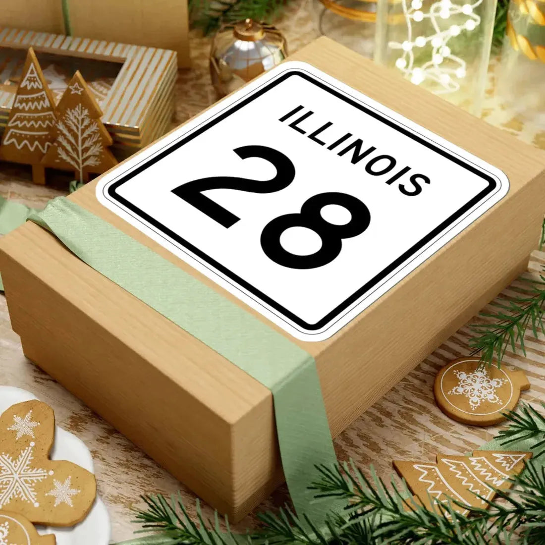 Illinois 28 (Illinois) (Road Sign) STICKER Vinyl Kiss-Cut Decal - The Sticker Space