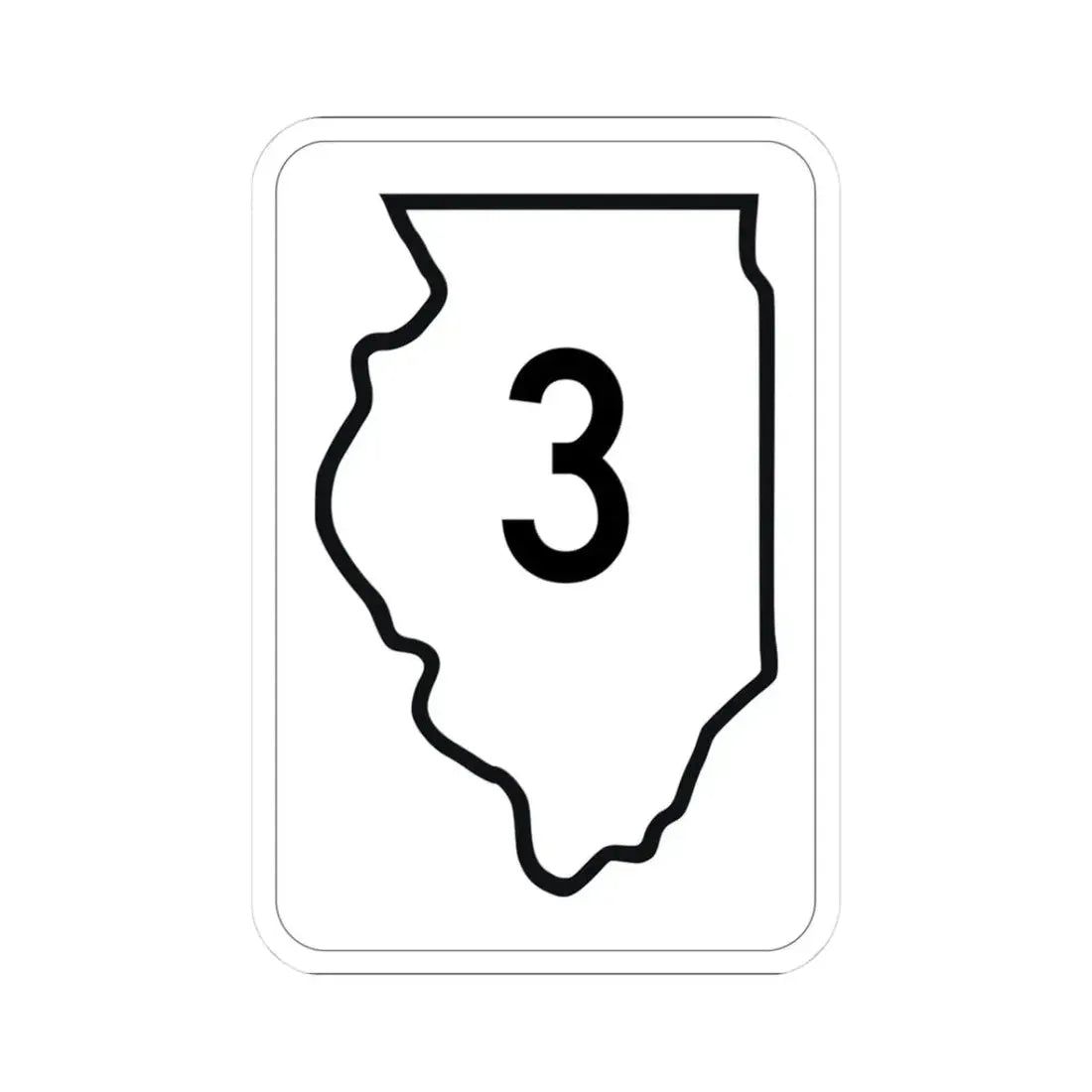 Illinois 3 1950 (Illinois) (Road Sign) STICKER Vinyl Kiss-Cut Decal 3 Inch White - The Sticker Space