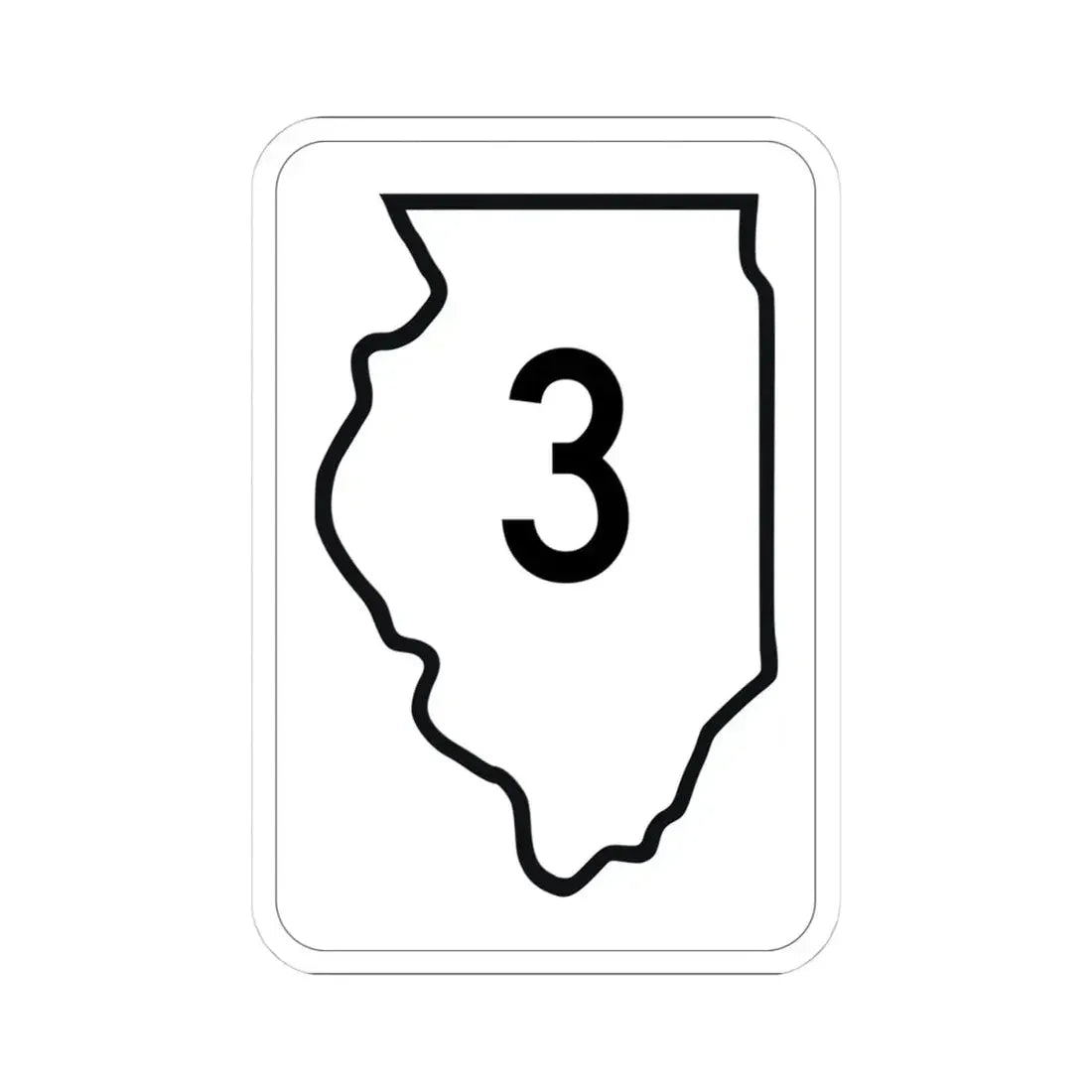 Illinois 3 1950 (Illinois) (Road Sign) STICKER Vinyl Kiss-Cut Decal 4 Inch White - The Sticker Space