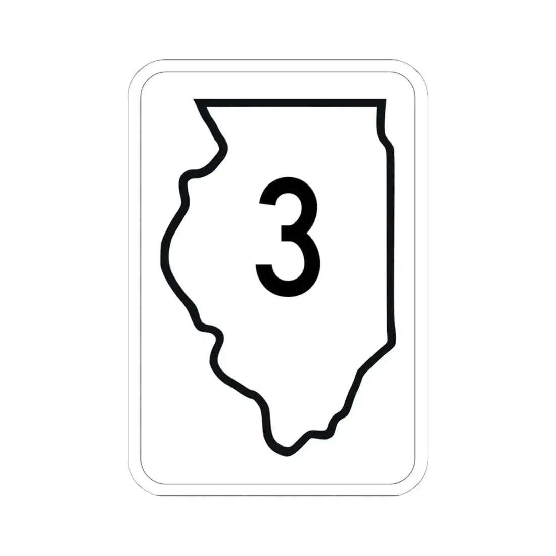 Illinois 3 1950 (Illinois) (Road Sign) STICKER Vinyl Kiss-Cut Decal 6 Inch White - The Sticker Space