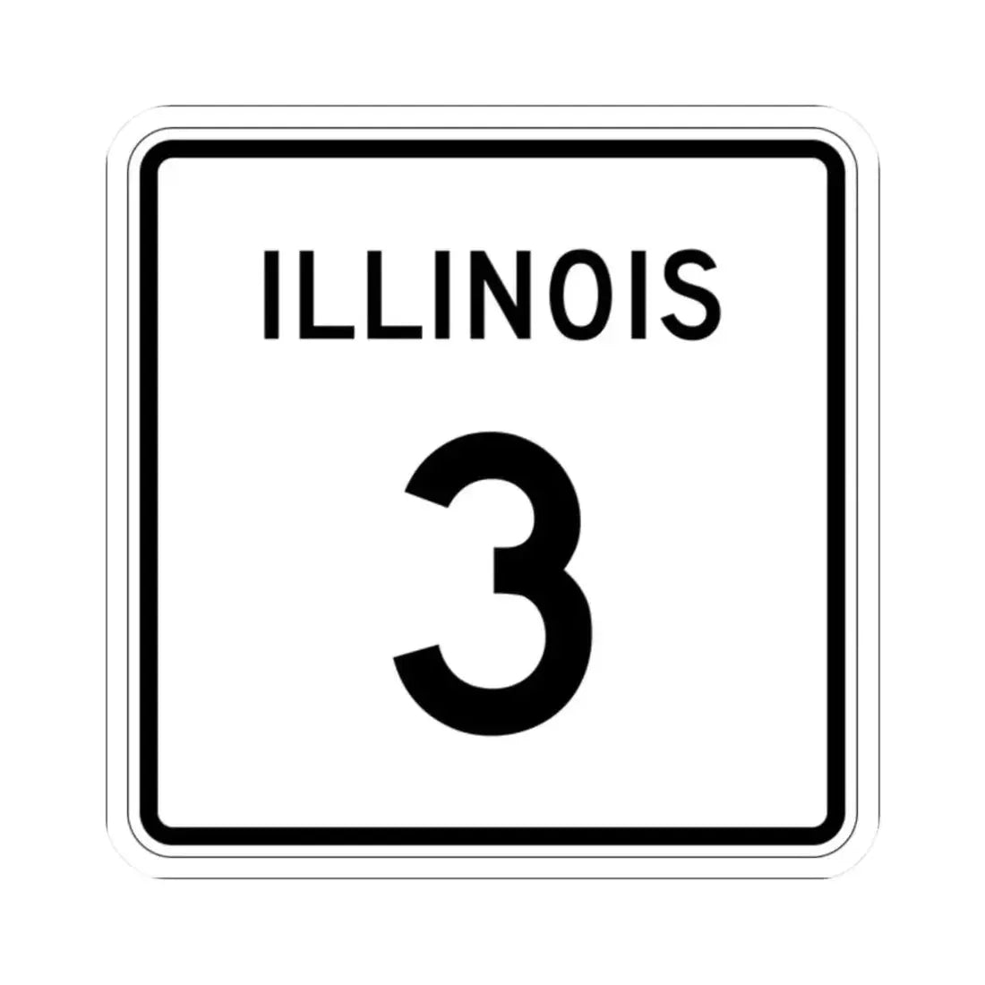 Illinois 3 (Illinois) (Road Sign) STICKER Vinyl Kiss-Cut Decal 2 Inch White - The Sticker Space