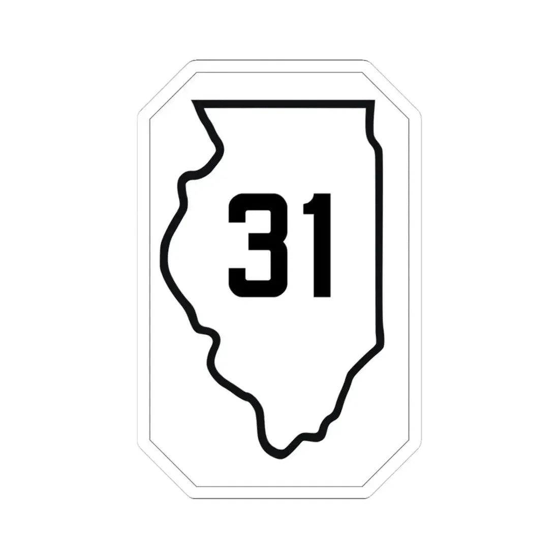 Illinois 31 1926 (Illinois) (Road Sign) STICKER Vinyl Kiss-Cut Decal 3 Inch White - The Sticker Space
