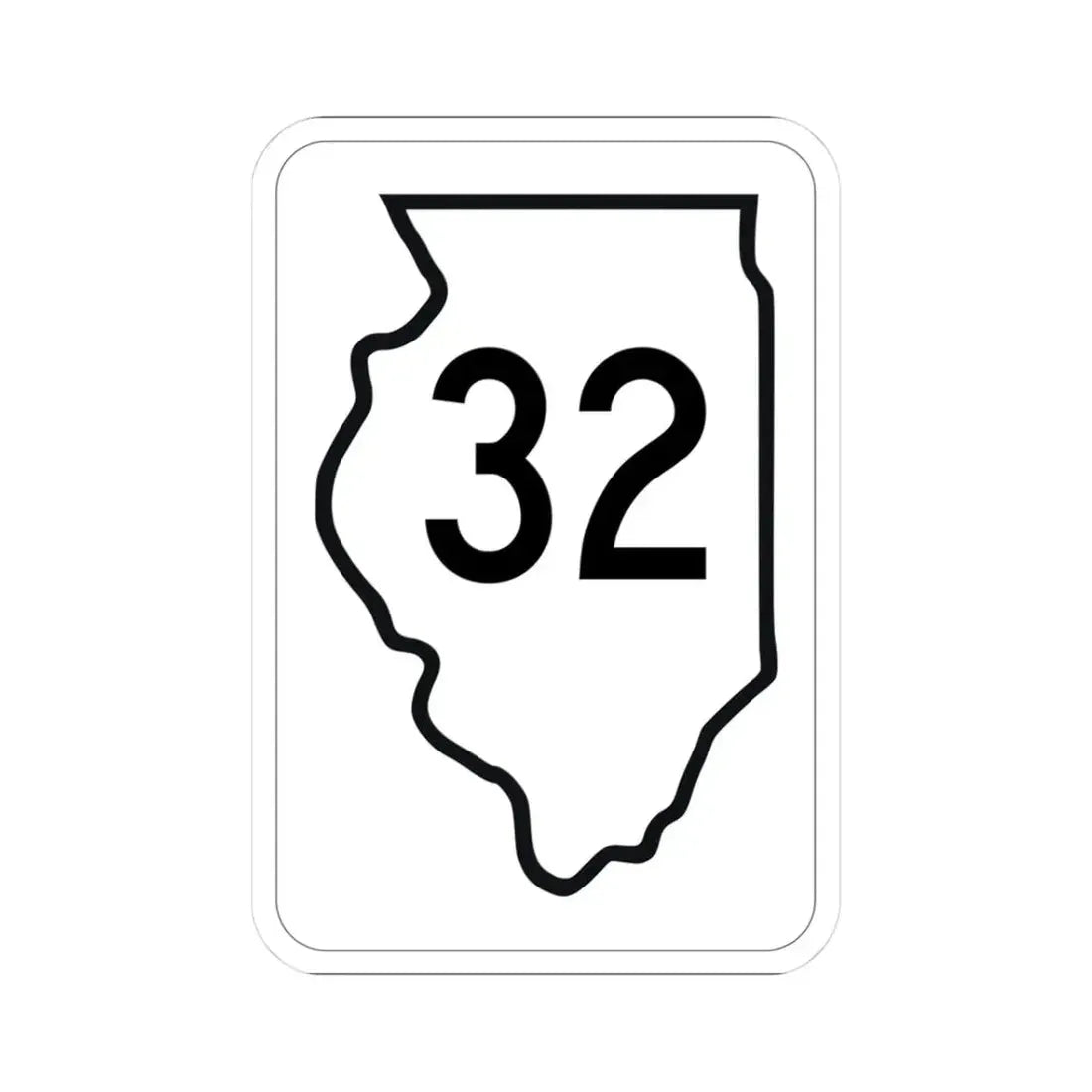 Illinois 32 1950 (Illinois) (Road Sign) STICKER Vinyl Kiss-Cut Decal 3 Inch White - The Sticker Space