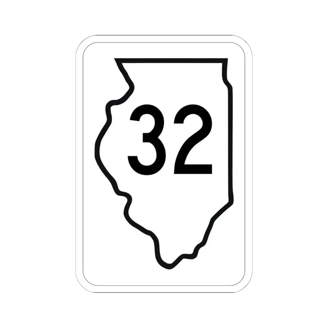 Illinois 32 1950 (Illinois) (Road Sign) STICKER Vinyl Kiss-Cut Decal 6 Inch White - The Sticker Space