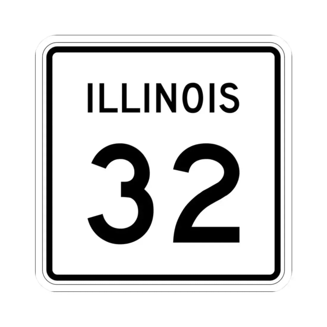 Illinois 32 (Illinois) (Road Sign) STICKER Vinyl Kiss-Cut Decal 2 Inch White - The Sticker Space