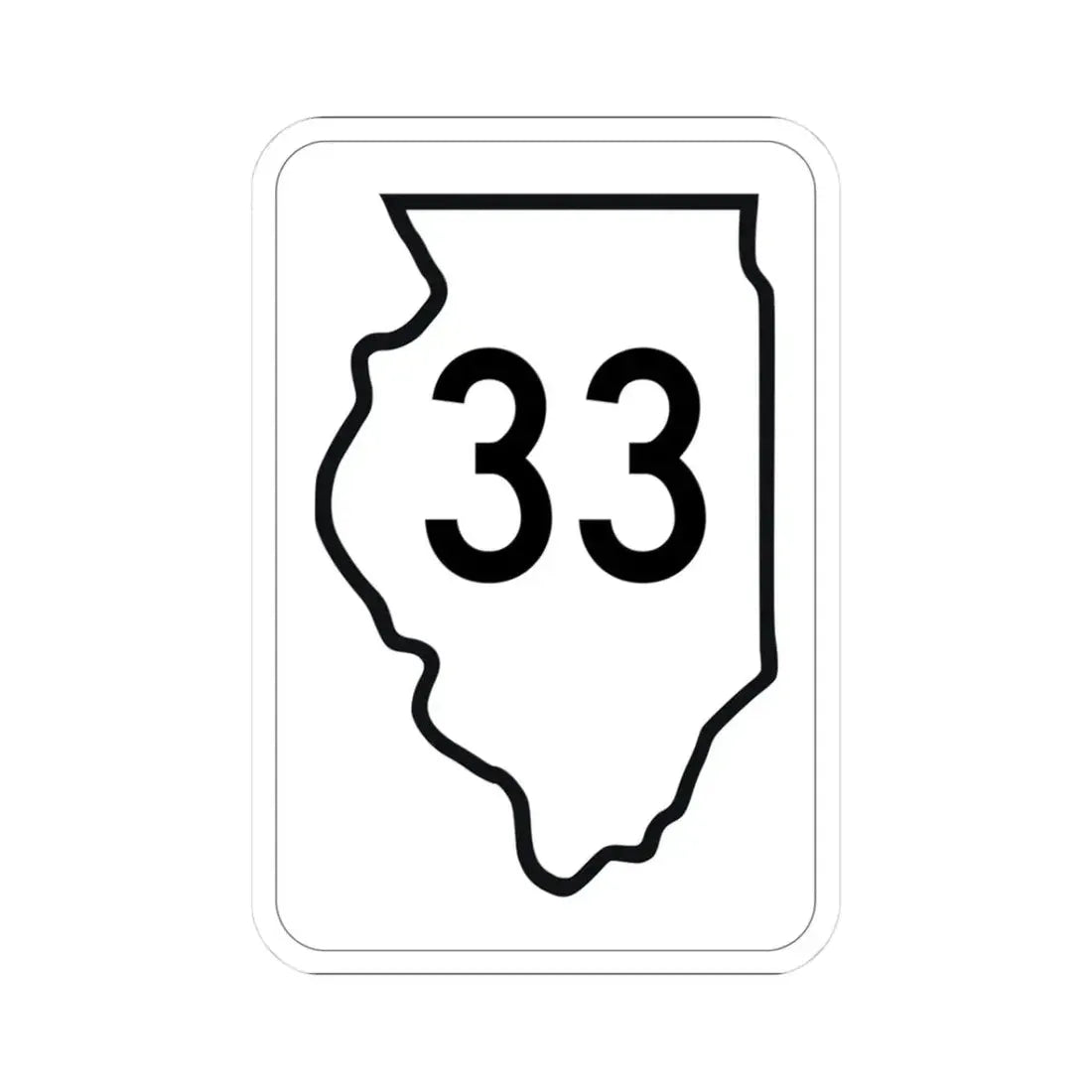 Illinois 33 1950 (Illinois) (Road Sign) STICKER Vinyl Kiss-Cut Decal 3 Inch White - The Sticker Space