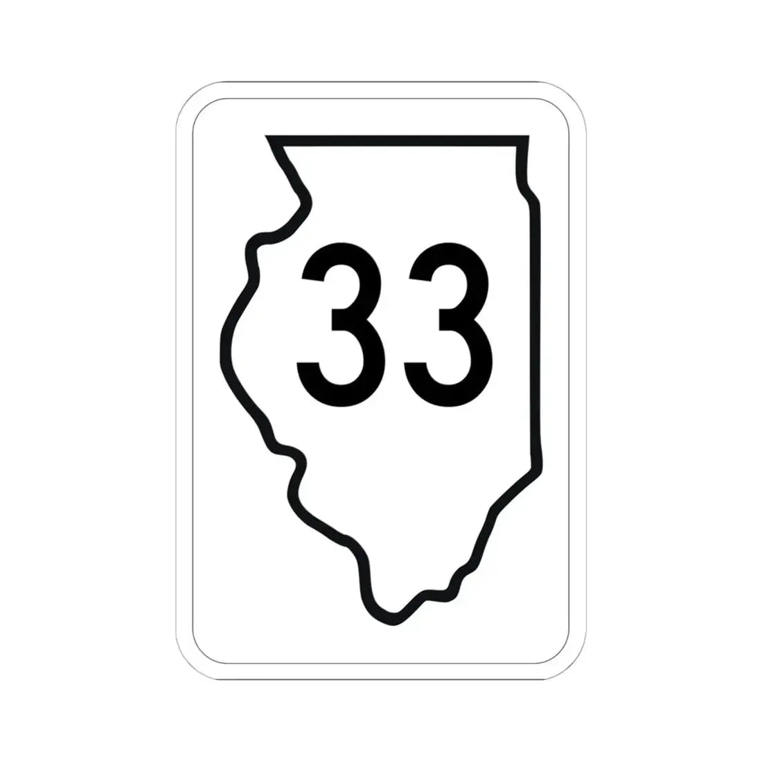 Illinois 33 1950 (Illinois) (Road Sign) STICKER Vinyl Kiss-Cut Decal 6 Inch White - The Sticker Space