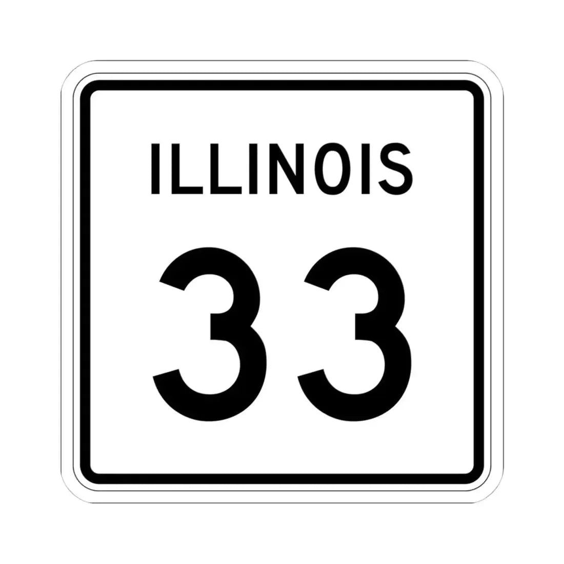Illinois 33 (Illinois) (Road Sign) STICKER Vinyl Kiss-Cut Decal 4 Inch White - The Sticker Space