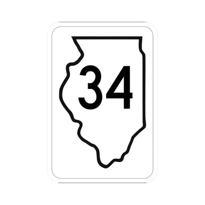 Illinois 34 1950 (Illinois) (Road Sign) STICKER Vinyl Kiss-Cut Decal 2 Inch White - The Sticker Space