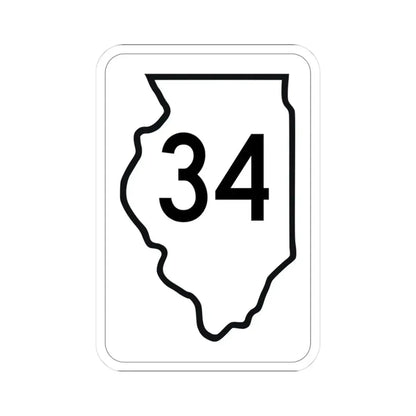 Illinois 34 1950 (Illinois) (Road Sign) STICKER Vinyl Kiss-Cut Decal 3 Inch White - The Sticker Space