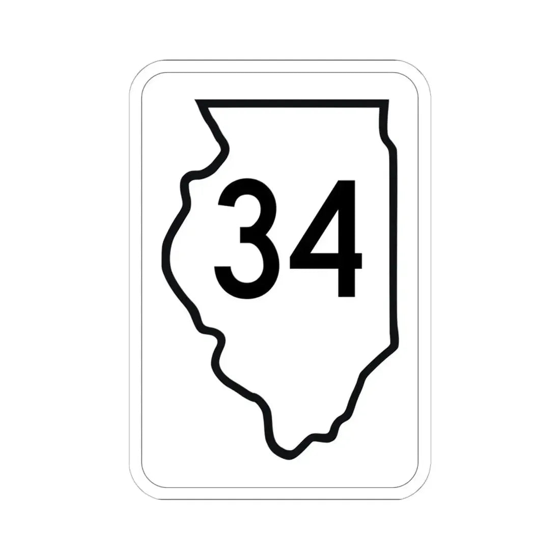 Illinois 34 1950 (Illinois) (Road Sign) STICKER Vinyl Kiss-Cut Decal 6 Inch White - The Sticker Space