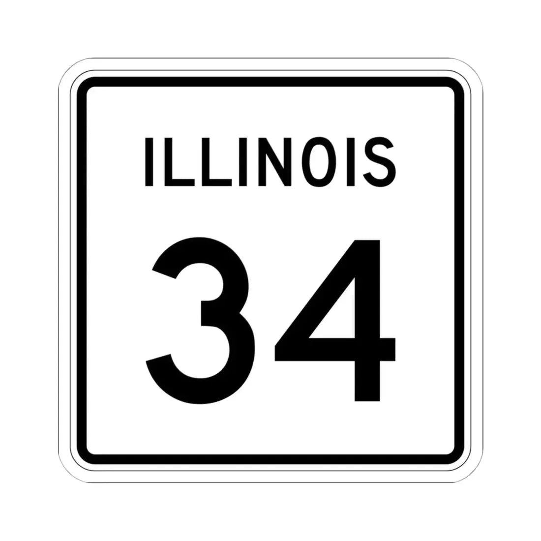 Illinois 34 (Illinois) (Road Sign) STICKER Vinyl Kiss-Cut Decal 6 Inch White - The Sticker Space
