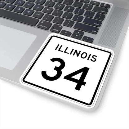 Illinois 34 (Illinois) (Road Sign) STICKER Vinyl Kiss-Cut Decal - The Sticker Space