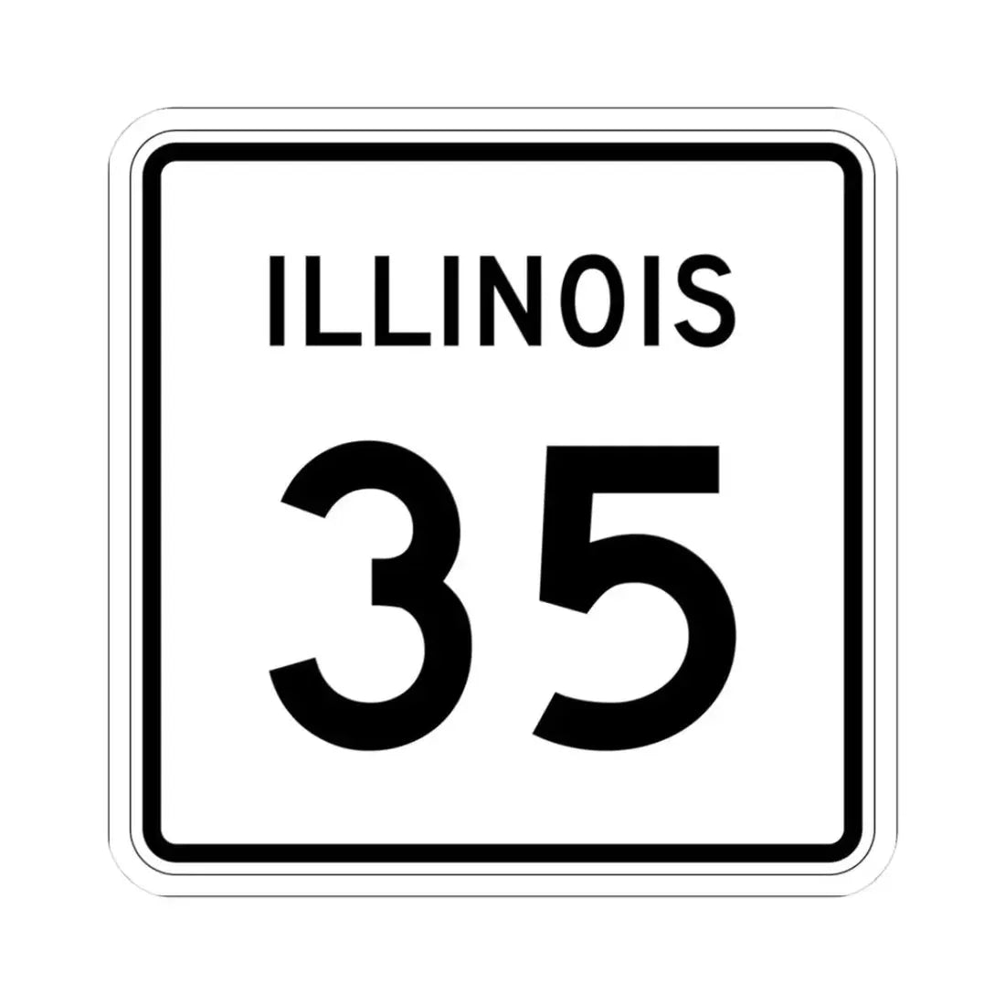 Illinois 35 (Illinois) (Road Sign) STICKER Vinyl Kiss-Cut Decal 3 Inch White - The Sticker Space
