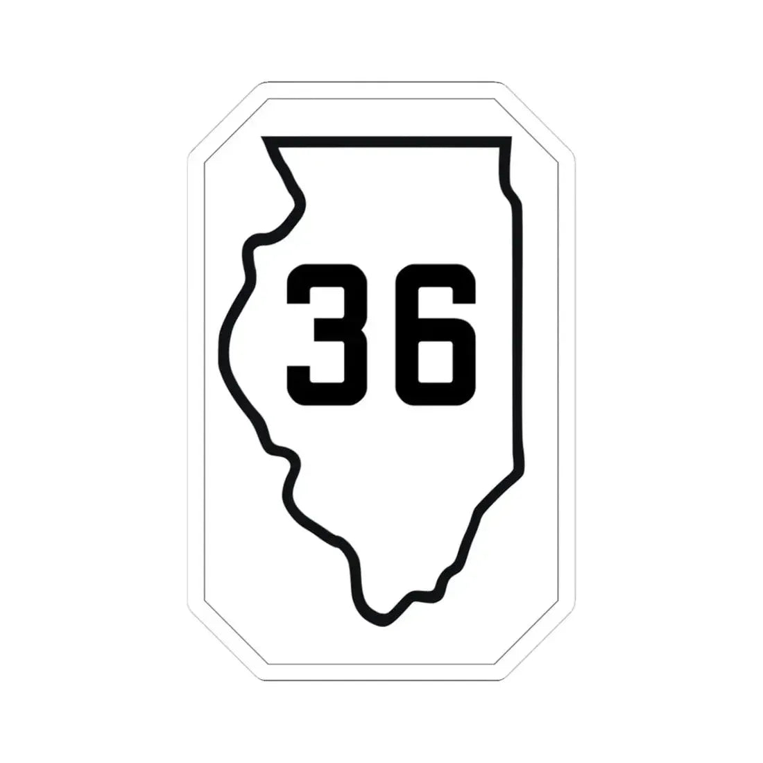 Illinois 36 1926 (Illinois) (Road Sign) STICKER Vinyl Kiss-Cut Decal 3 Inch White - The Sticker Space
