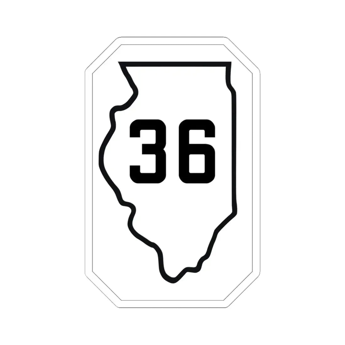 Illinois 36 1926 (Illinois) (Road Sign) STICKER Vinyl Kiss-Cut Decal 6 Inch White - The Sticker Space