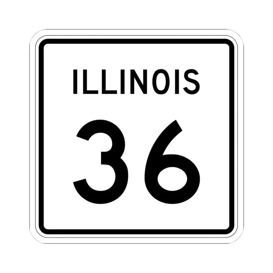Illinois 36 (Illinois) (Road Sign) STICKER Vinyl Kiss-Cut Decal 4 Inch White - The Sticker Space