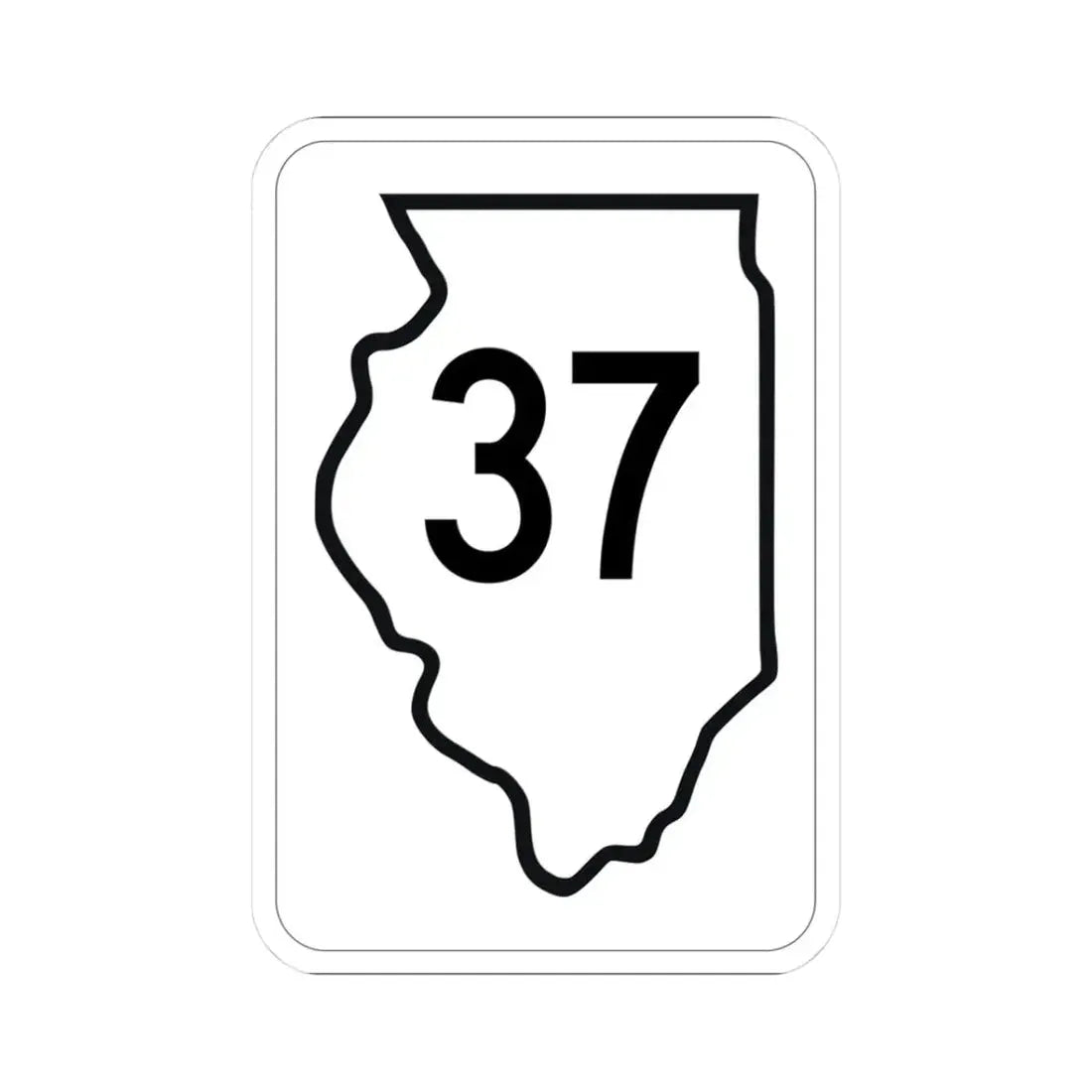 Illinois 37 1950 (Illinois) (Road Sign) STICKER Vinyl Kiss-Cut Decal 3 Inch White - The Sticker Space
