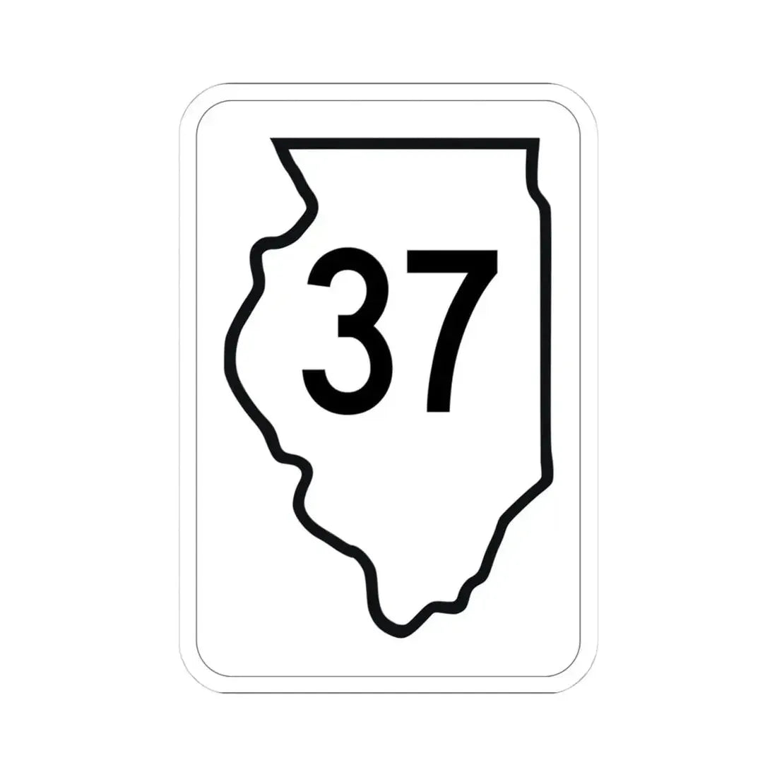 Illinois 37 1950 (Illinois) (Road Sign) STICKER Vinyl Kiss-Cut Decal 4 Inch White - The Sticker Space