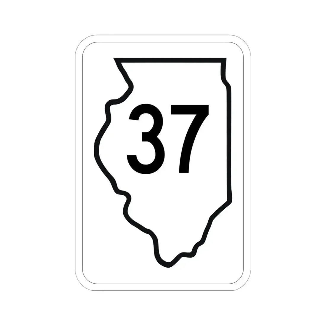 Illinois 37 1950 (Illinois) (Road Sign) STICKER Vinyl Kiss-Cut Decal 6 Inch White - The Sticker Space