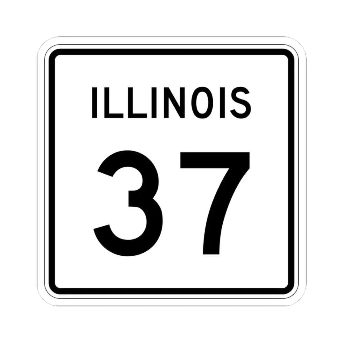 Illinois 37 (Illinois) (Road Sign) STICKER Vinyl Kiss-Cut Decal 3 Inch White - The Sticker Space