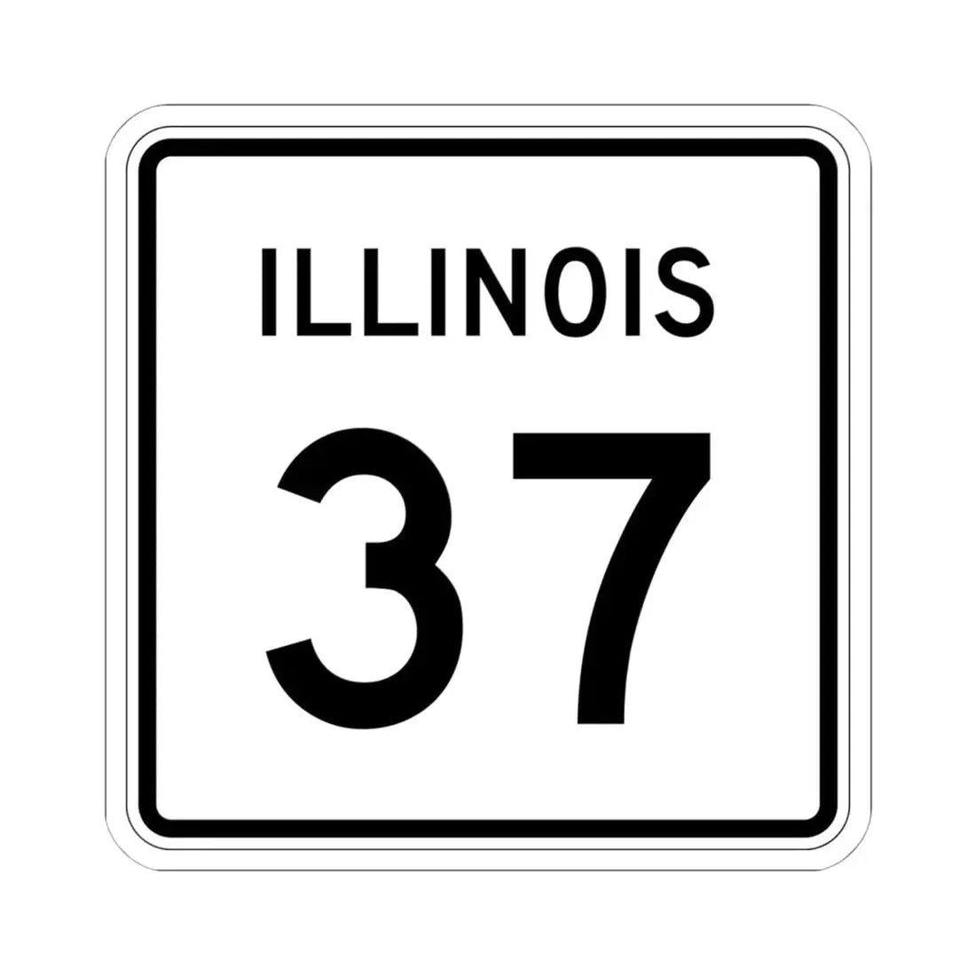 Illinois 37 (Illinois) (Road Sign) STICKER Vinyl Kiss-Cut Decal 6 Inch White - The Sticker Space
