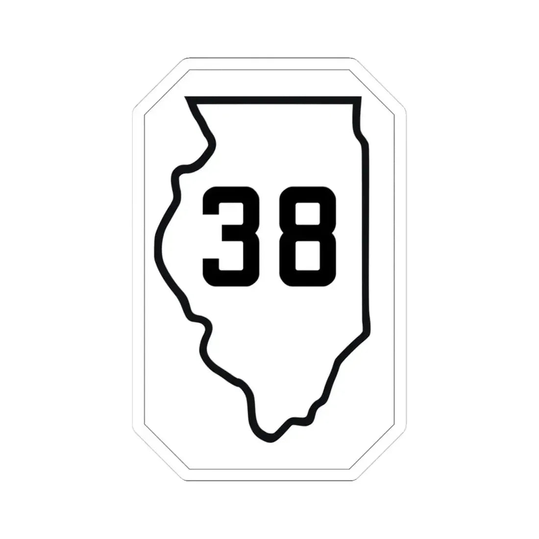 Illinois 38 1926 (Illinois) (Road Sign) STICKER Vinyl Kiss-Cut Decal 3 Inch White - The Sticker Space