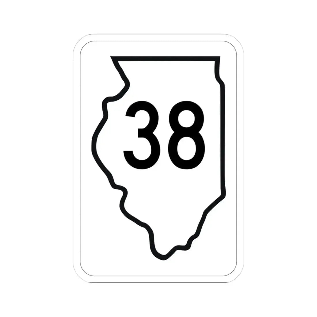 Illinois 38 1950 (Illinois) (Road Sign) STICKER Vinyl Kiss-Cut Decal 3 Inch White - The Sticker Space