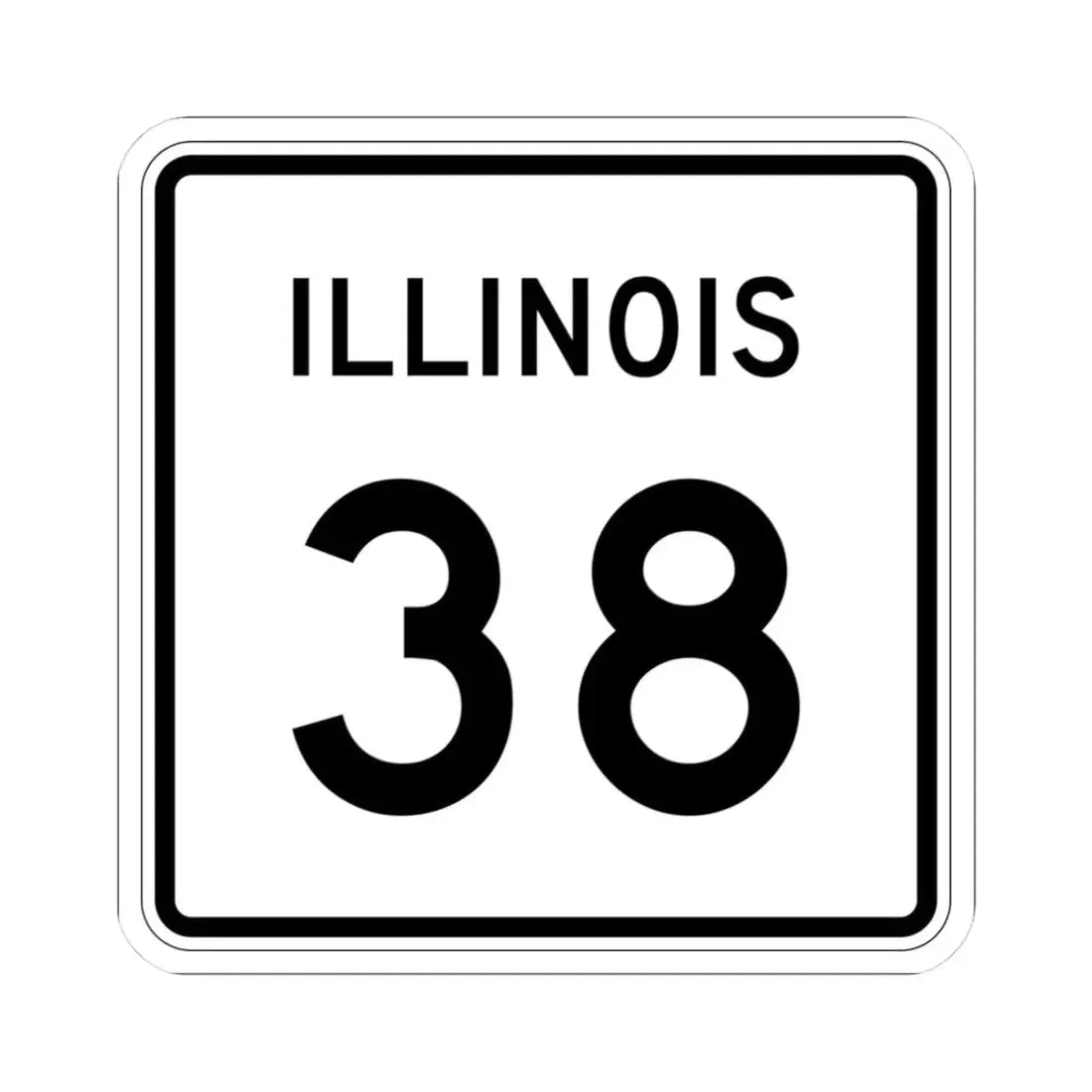 Illinois 38 (Illinois) (Road Sign) STICKER Vinyl Kiss-Cut Decal 3 Inch White - The Sticker Space