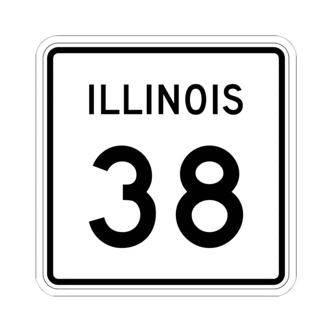 Illinois 38 (Illinois) (Road Sign) STICKER Vinyl Kiss-Cut Decal 6 Inch White - The Sticker Space