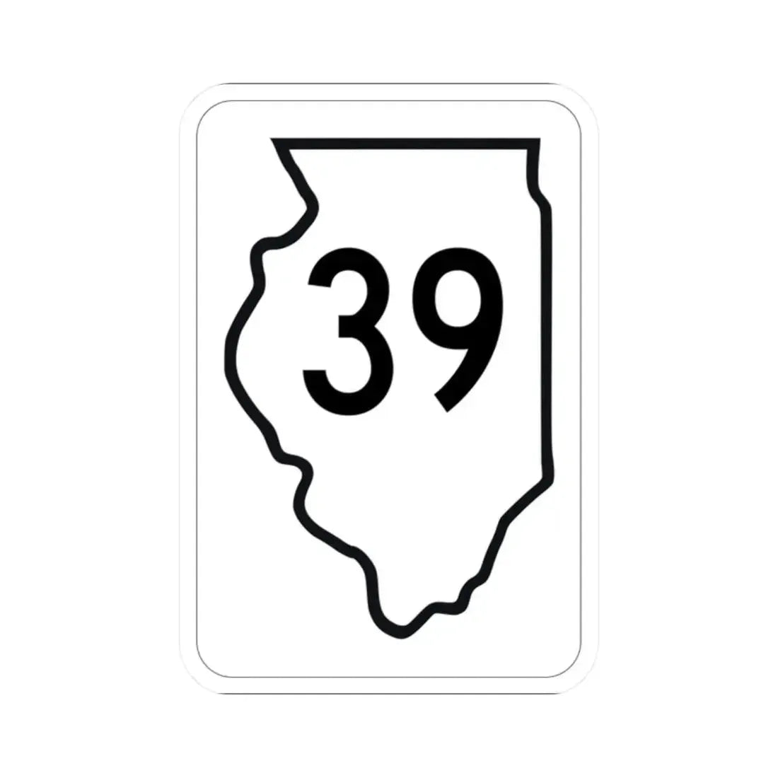 Illinois 39 1950 (Illinois) (Road Sign) STICKER Vinyl Kiss-Cut Decal 2 Inch White - The Sticker Space