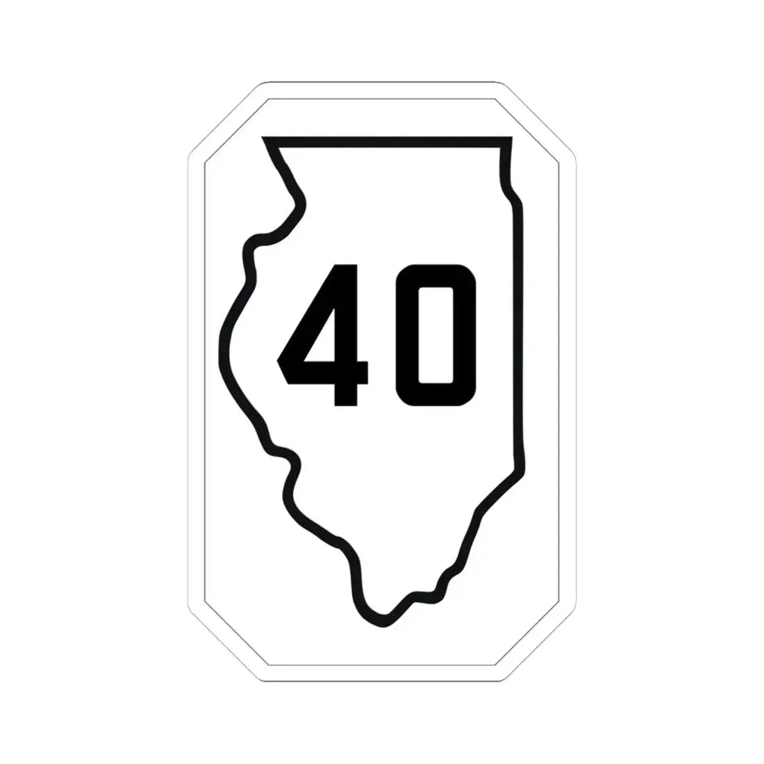 Illinois 40 1926 (Illinois) (Road Sign) STICKER Vinyl Kiss-Cut Decal 4 Inch White - The Sticker Space