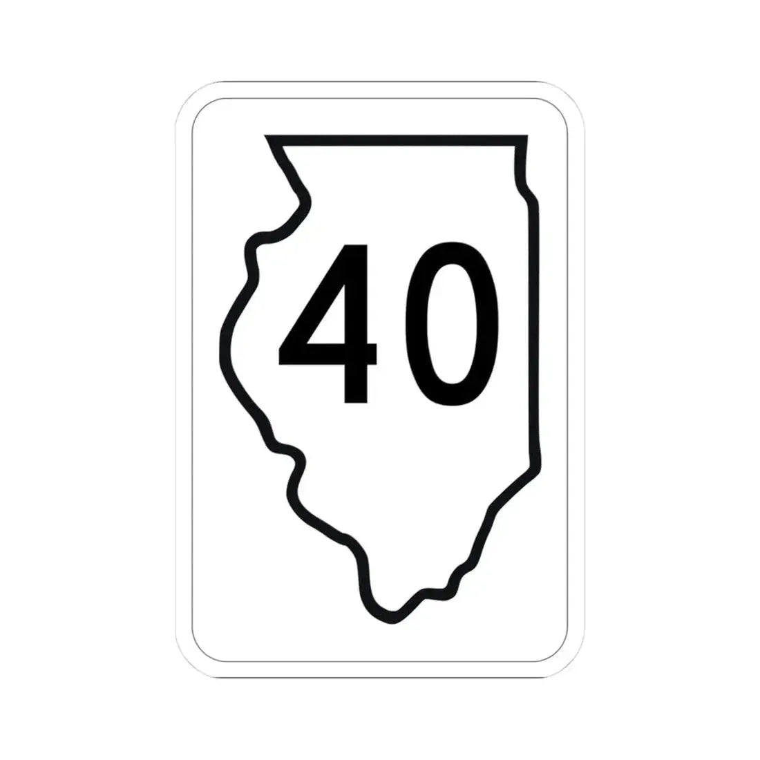 Illinois 40 1950 (Illinois) (Road Sign) STICKER Vinyl Kiss-Cut Decal 3 Inch White - The Sticker Space