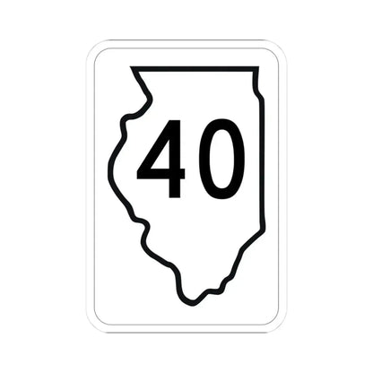 Illinois 40 1950 (Illinois) (Road Sign) STICKER Vinyl Kiss-Cut Decal 3 Inch White - The Sticker Space