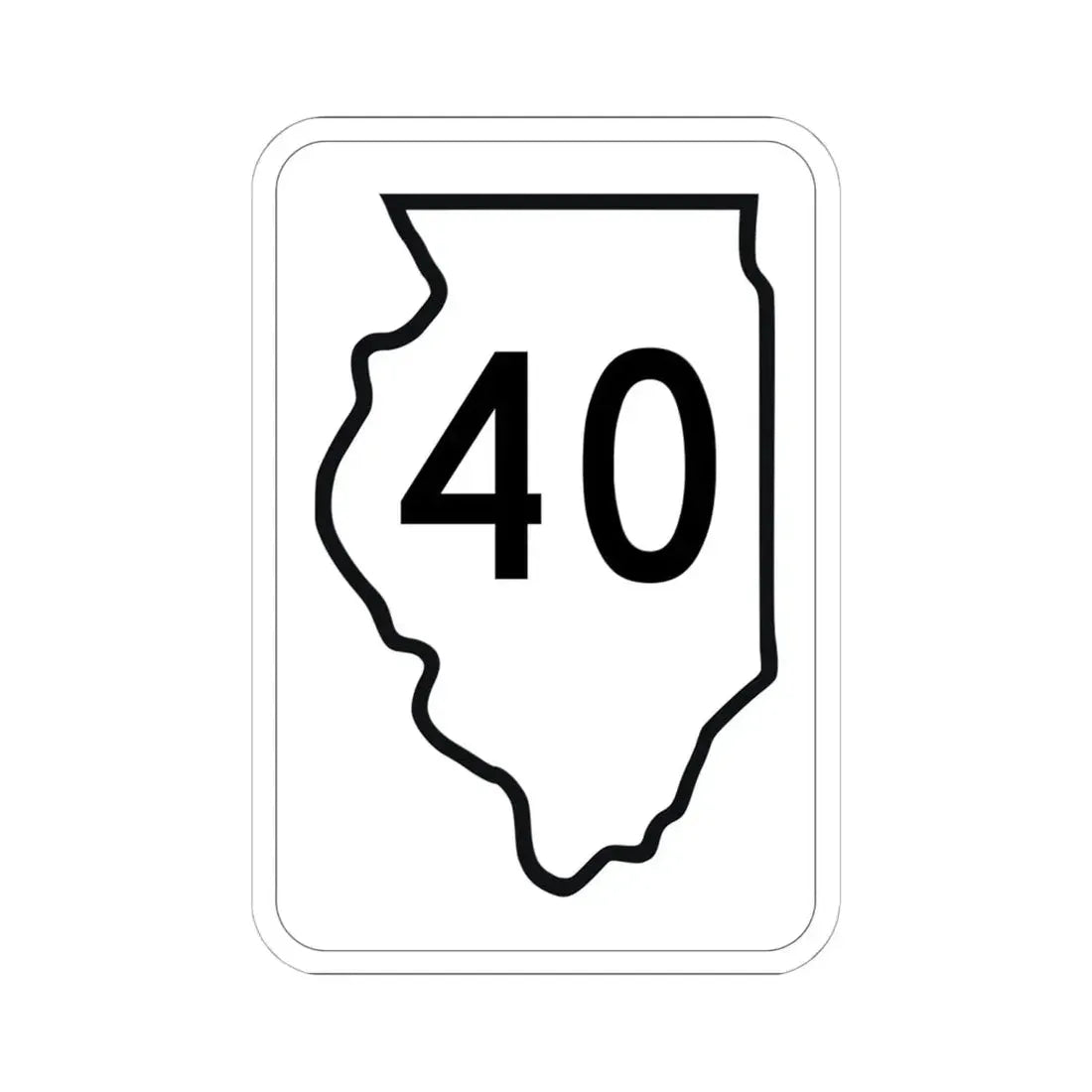 Illinois 40 1950 (Illinois) (Road Sign) STICKER Vinyl Kiss-Cut Decal 6 Inch White - The Sticker Space