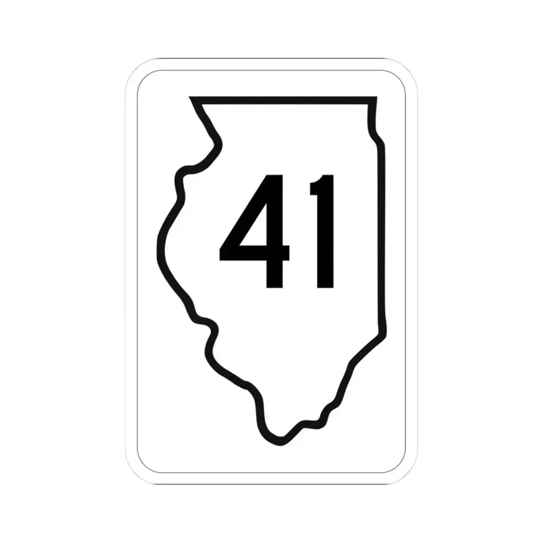 Illinois 41 1950 (Illinois) (Road Sign) STICKER Vinyl Kiss-Cut Decal 3 Inch White - The Sticker Space
