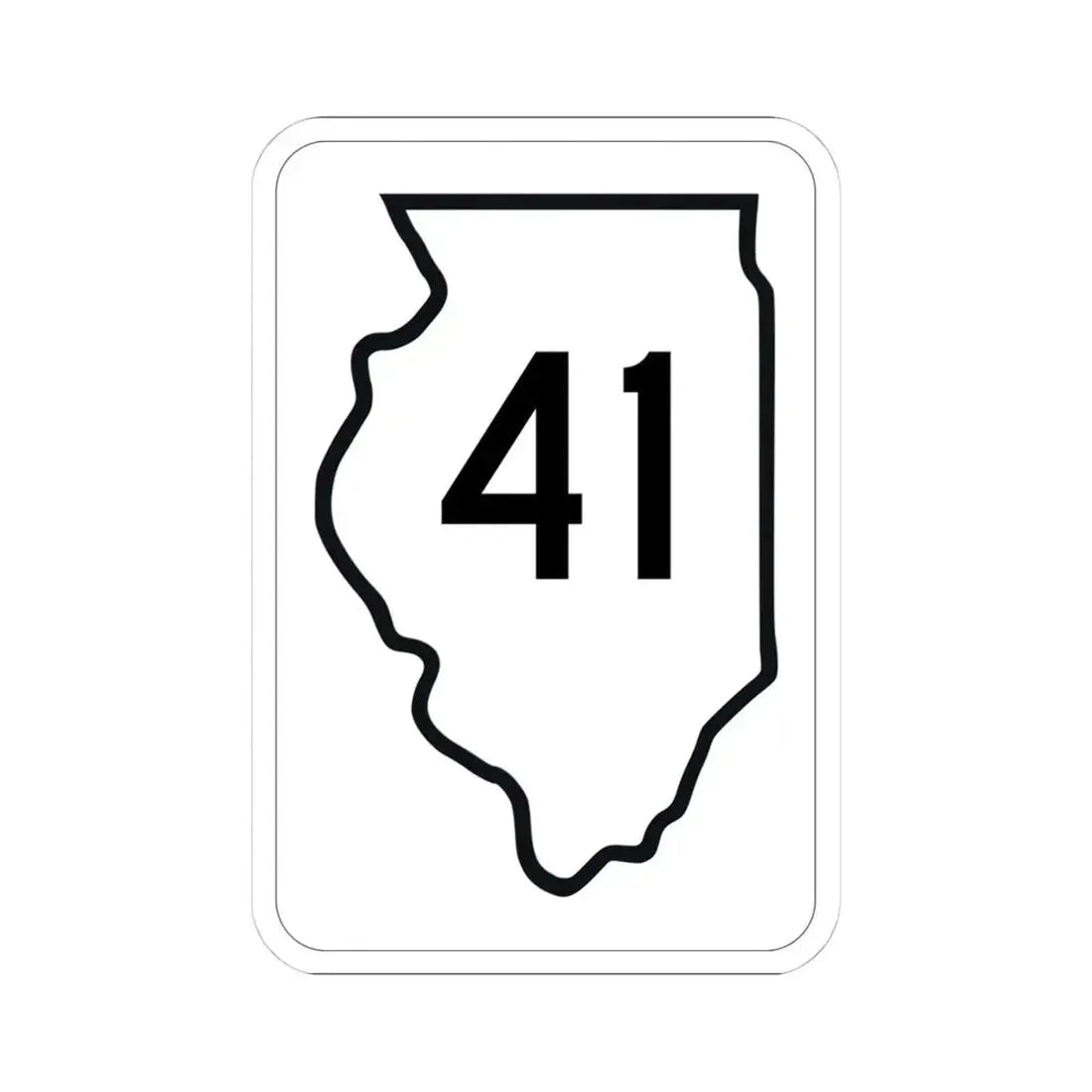 Illinois 41 1950 (Illinois) (Road Sign) STICKER Vinyl Kiss-Cut Decal 4 Inch White - The Sticker Space