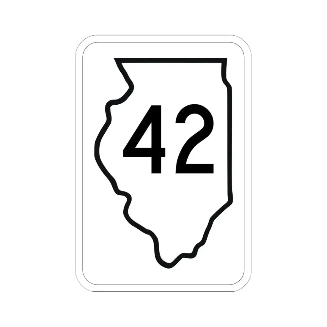 Illinois 42 1950 (Illinois) (Road Sign) STICKER Vinyl Kiss-Cut Decal 6 Inch White - The Sticker Space