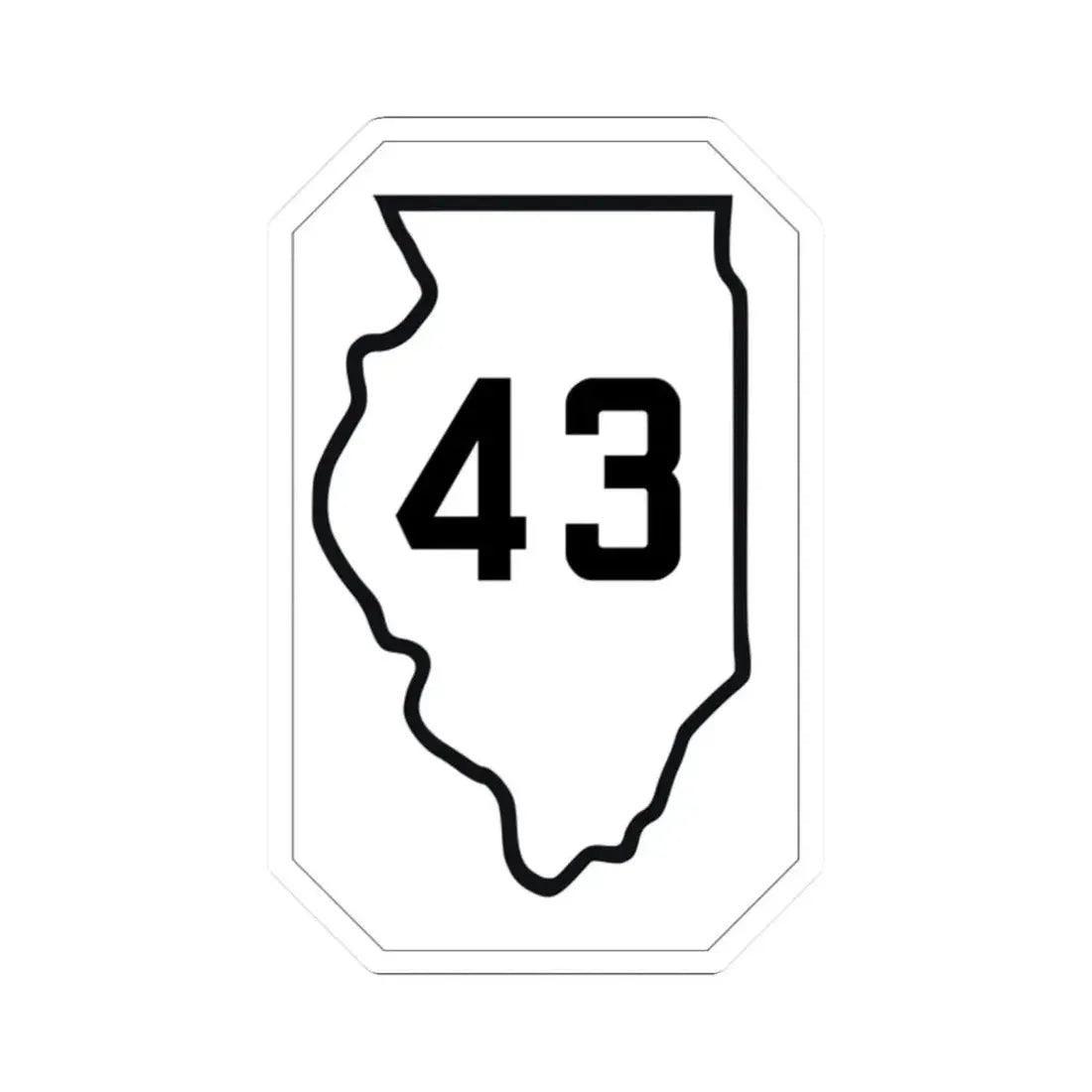 Illinois 43 1926 (Illinois) (Road Sign) STICKER Vinyl Kiss-Cut Decal 2 Inch White - The Sticker Space