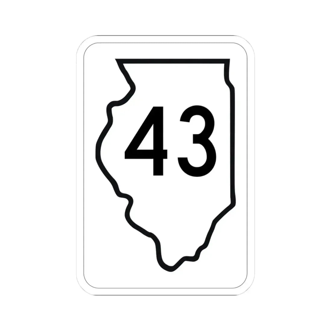 Illinois 43 1950 (Illinois) (Road Sign) STICKER Vinyl Kiss-Cut Decal 3 Inch White - The Sticker Space