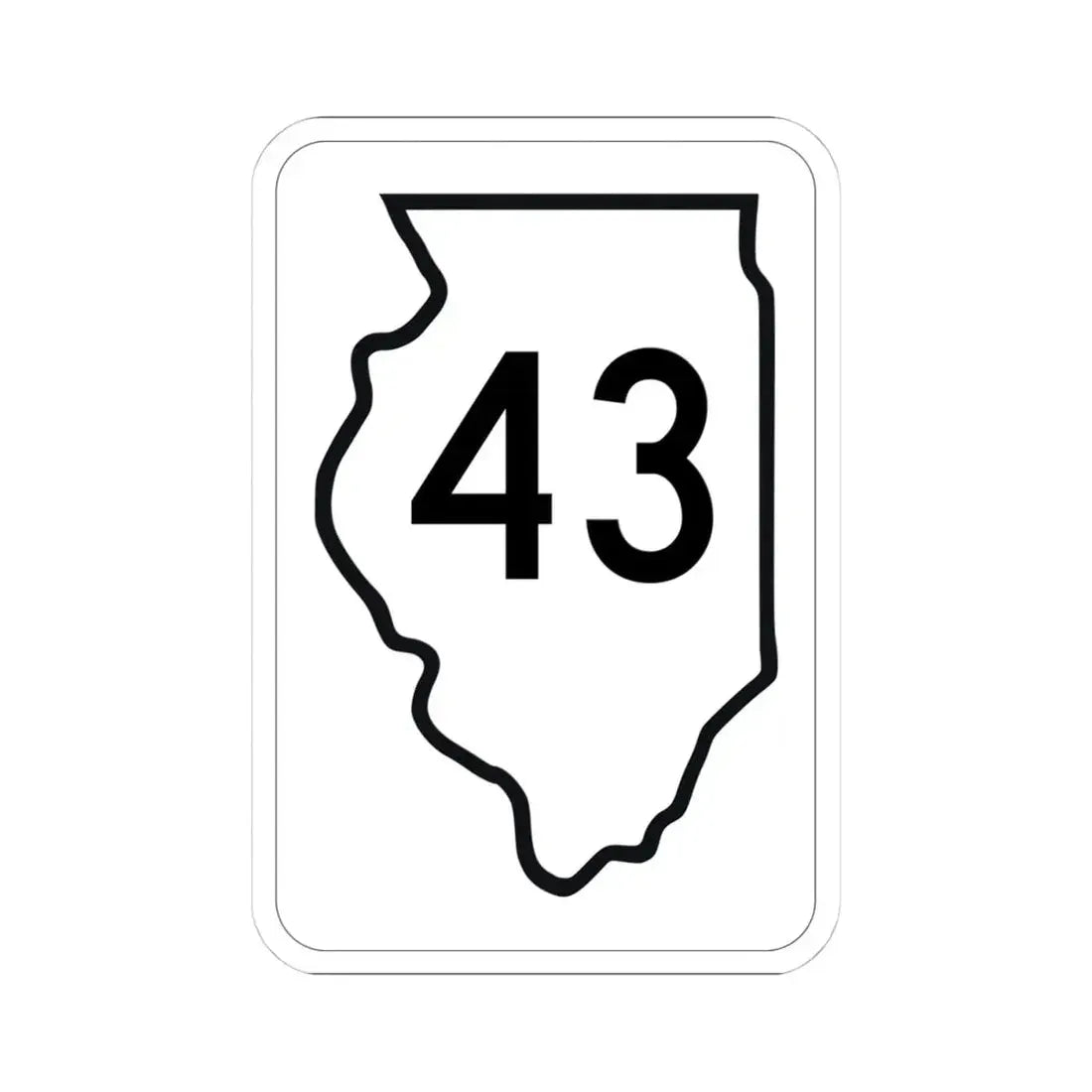 Illinois 43 1950 (Illinois) (Road Sign) STICKER Vinyl Kiss-Cut Decal 4 Inch White - The Sticker Space