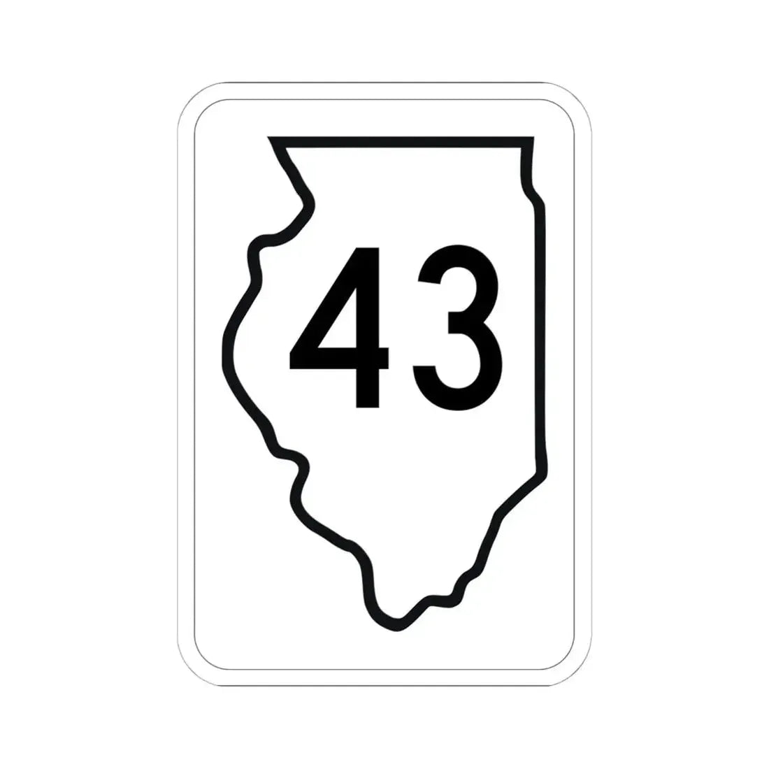 Illinois 43 1950 (Illinois) (Road Sign) STICKER Vinyl Kiss-Cut Decal 6 Inch White - The Sticker Space