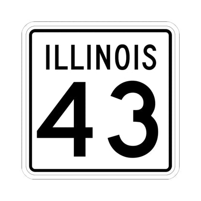 Illinois 43 1960 (Illinois) (Road Sign) STICKER Vinyl Kiss-Cut Decal 6 Inch White - The Sticker Space