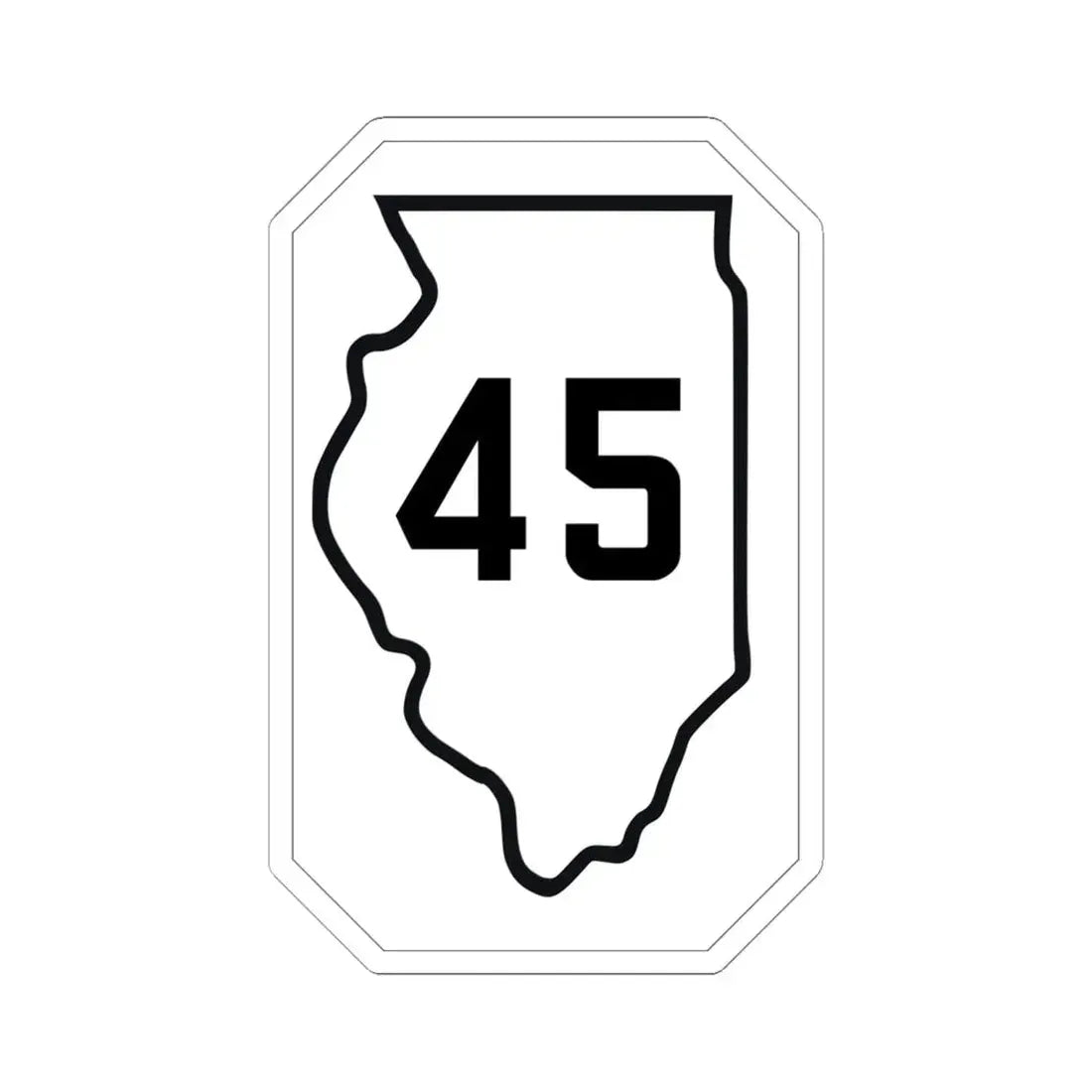 Illinois 45 1926 (Illinois) (Road Sign) STICKER Vinyl Kiss-Cut Decal 6 Inch White - The Sticker Space