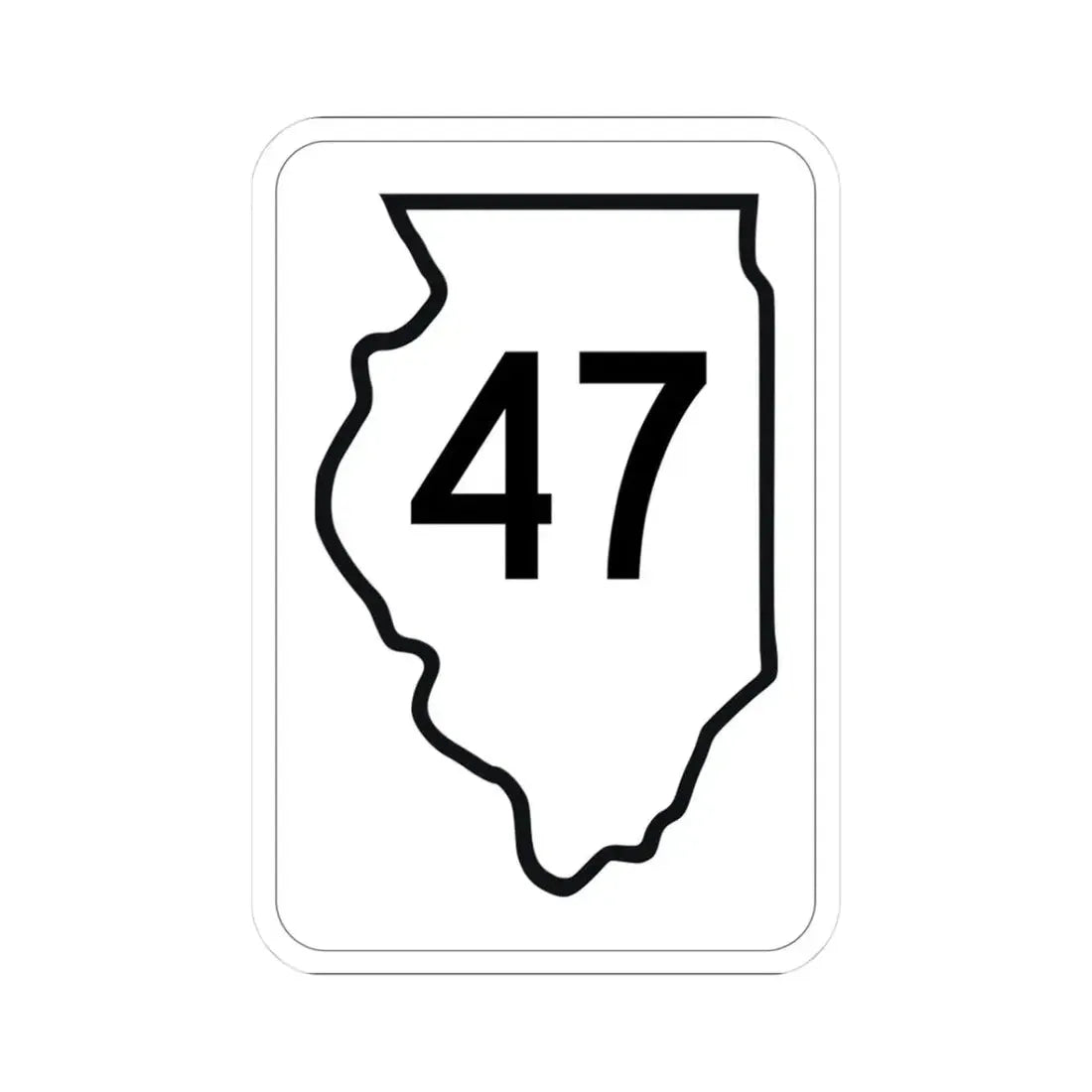 Illinois 47 1950 (Illinois) (Road Sign) STICKER Vinyl Kiss-Cut Decal 3 Inch White - The Sticker Space