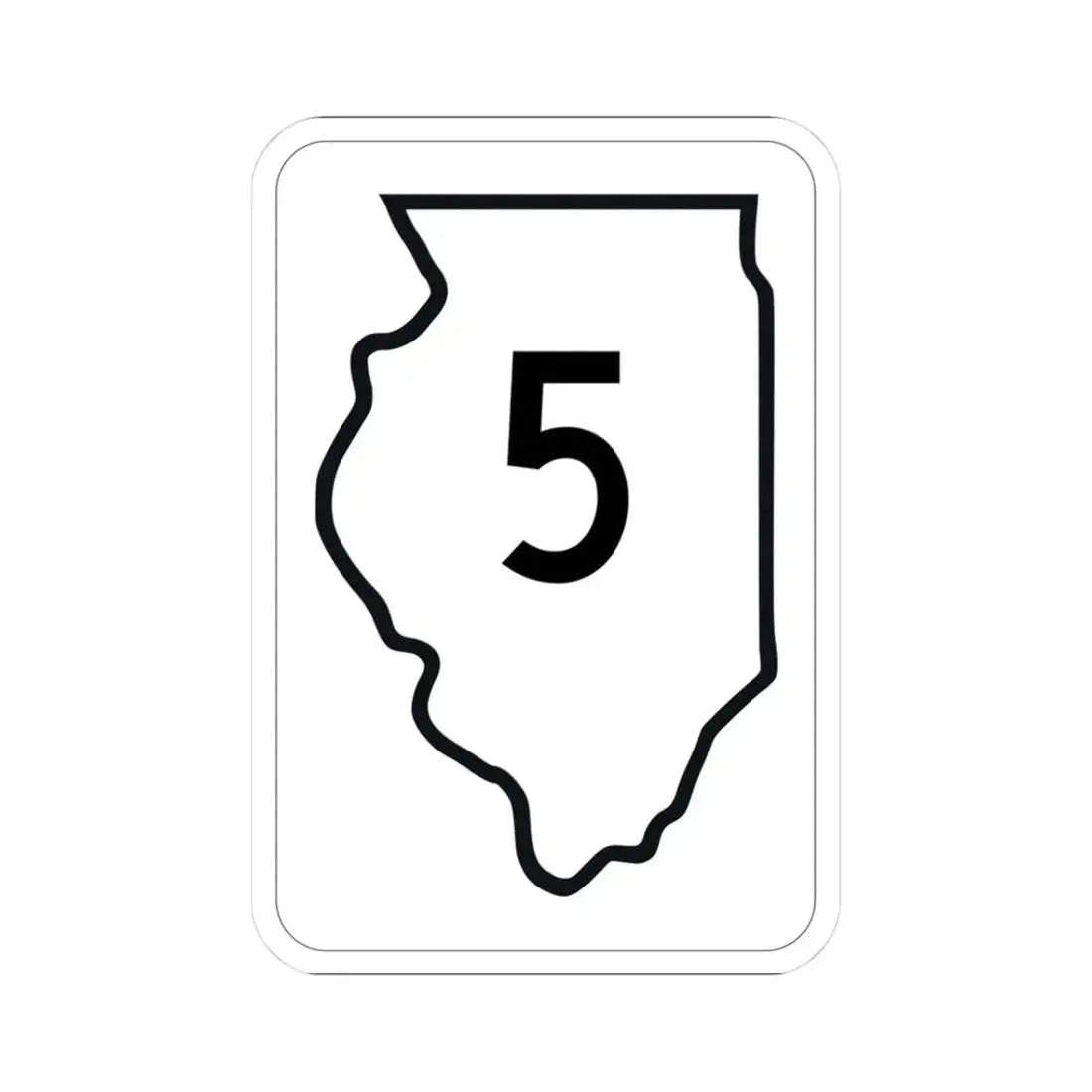 Illinois 5 1950 (Illinois) (Road Sign) STICKER Vinyl Kiss-Cut Decal 3 Inch White - The Sticker Space