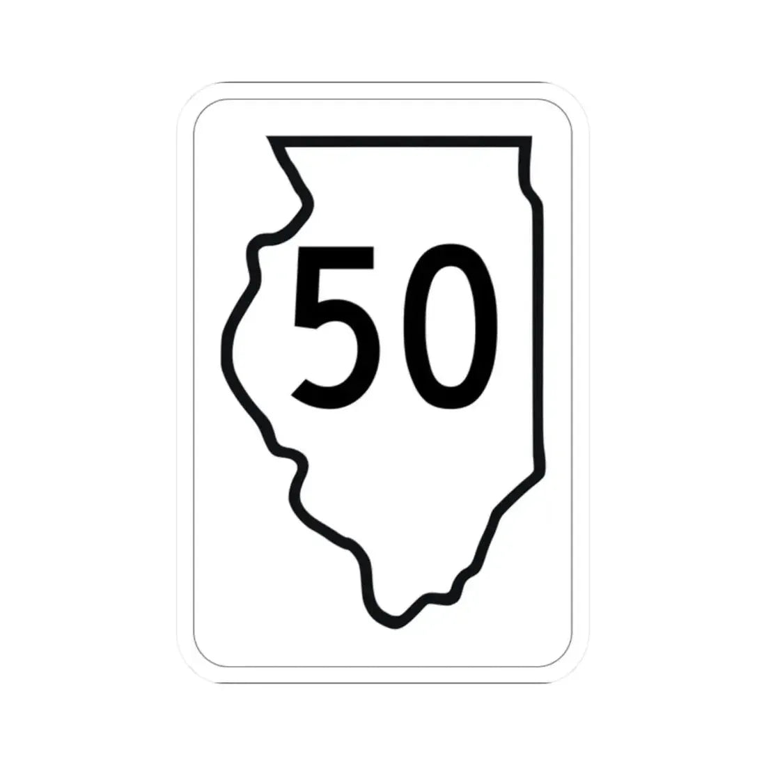 Illinois 50 1950 (Illinois) (Road Sign) STICKER Vinyl Kiss-Cut Decal 2 Inch White - The Sticker Space