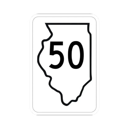 Illinois 50 1950 (Illinois) (Road Sign) STICKER Vinyl Kiss-Cut Decal 2 Inch White - The Sticker Space
