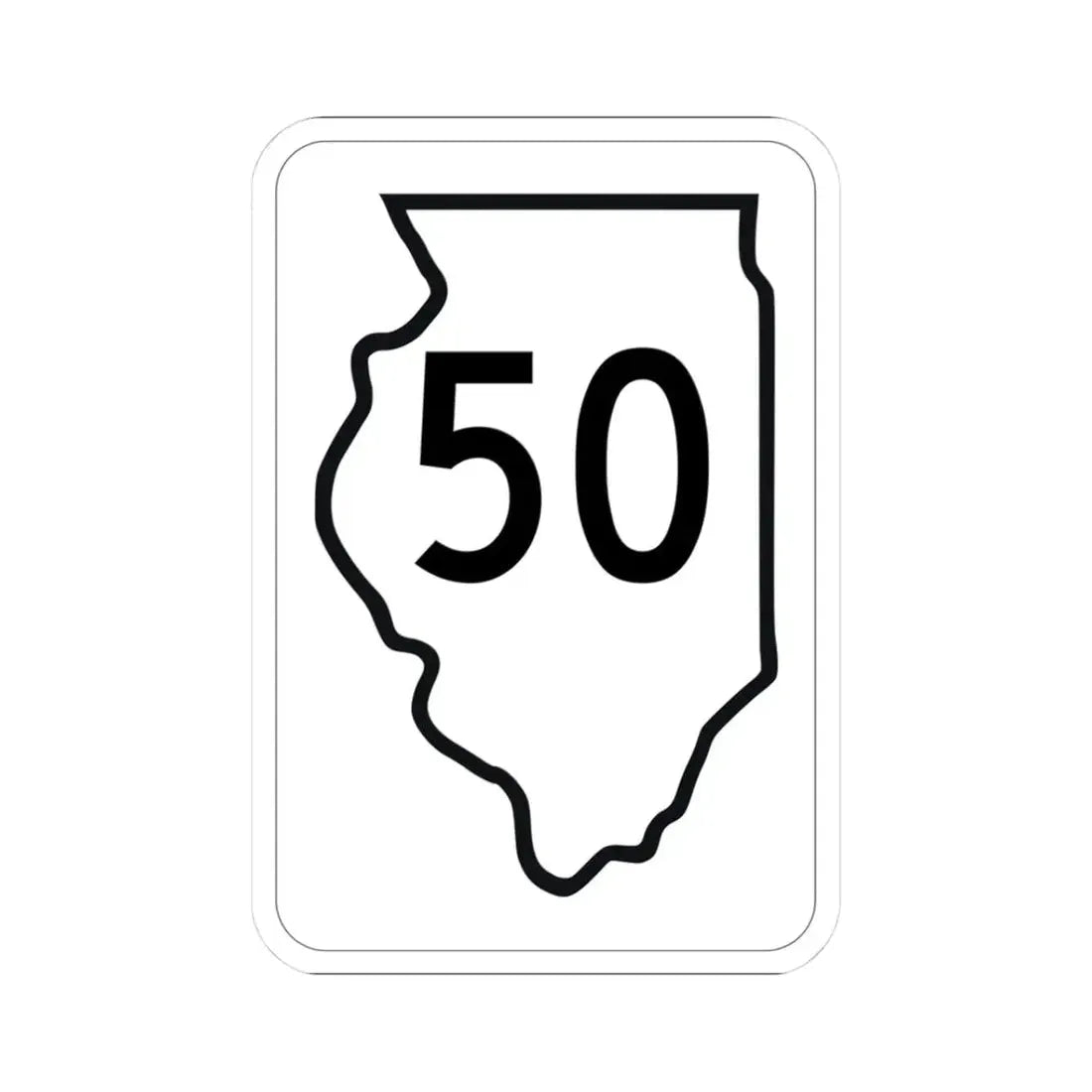 Illinois 50 1950 (Illinois) (Road Sign) STICKER Vinyl Kiss-Cut Decal 3 Inch White - The Sticker Space