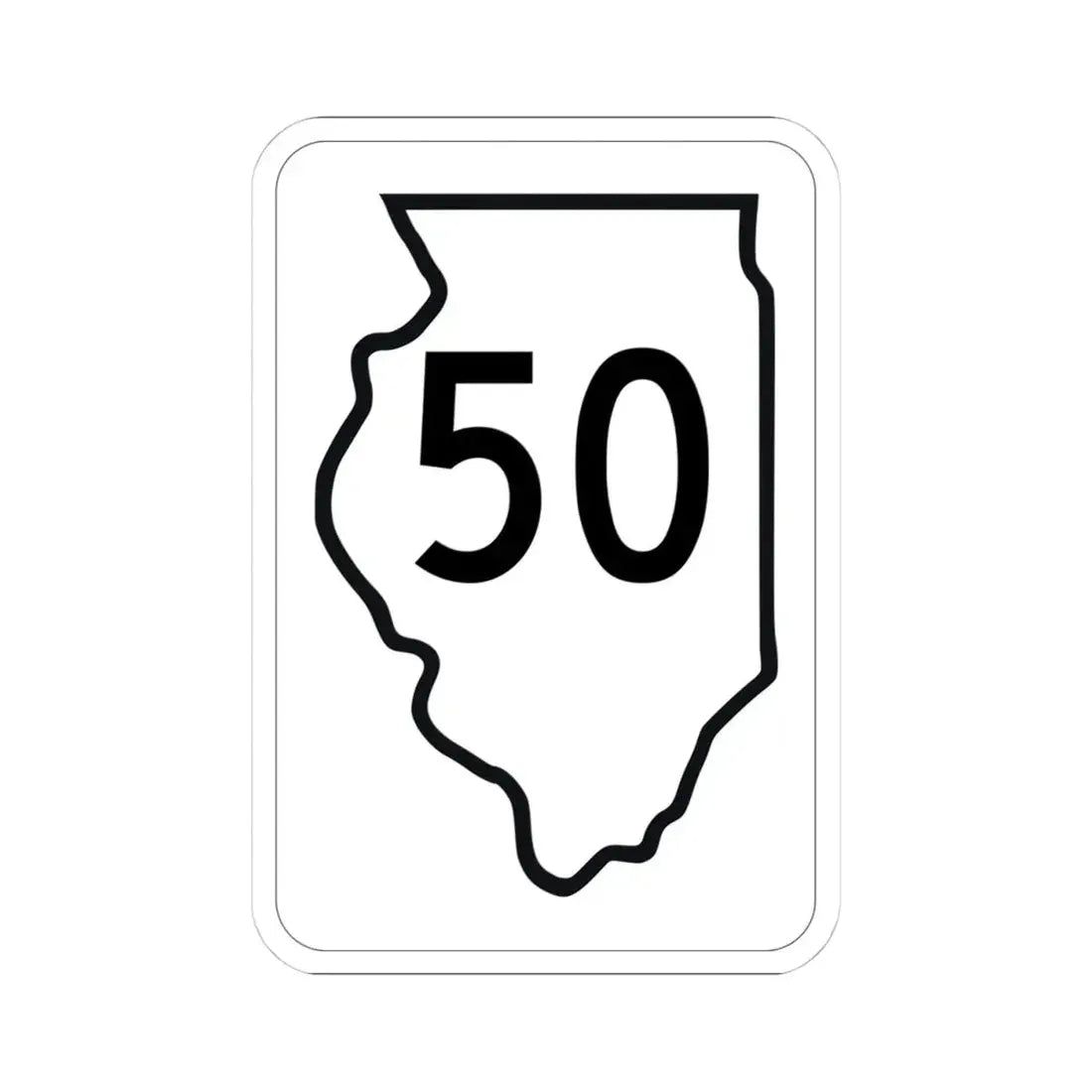 Illinois 50 1950 (Illinois) (Road Sign) STICKER Vinyl Kiss-Cut Decal 4 Inch White - The Sticker Space